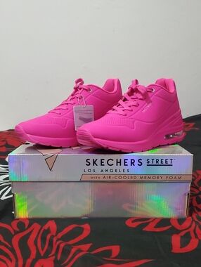Skechers Street Los Angeles Million Air Wedge Hot Pink Sneakers Size 10